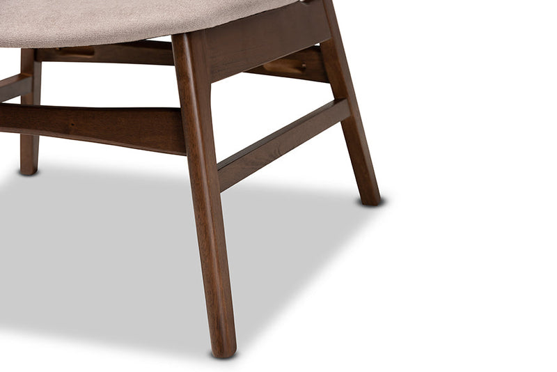 Laima Beige Fabric Upholstered and Walnut Brown Accent Chair Baxton