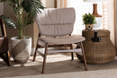 Laima Beige Fabric Upholstered and Walnut Brown Accent Chair Baxton