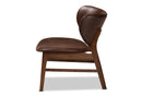 Naeva Dark Brown Faux Leather Effect and Walnut Brown Living Room Accent Chair Baxton