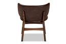 Naeva Dark Brown Faux Leather Effect and Walnut Brown Living Room Accent Chair Baxton