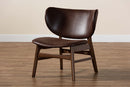 Naeva Dark Brown Faux Leather Effect and Walnut Brown Living Room Accent Chair Baxton