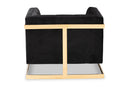 Herald Black Velvet Fabric Button Tufted Armchair w/Gold-Tone Frame Baxton