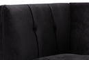 Herald Black Velvet Fabric Button Tufted Armchair w/Gold-Tone Frame Baxton