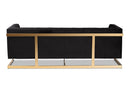 Herald Black Velvet Upholstered and Button Tufted Sofa w/Gold-Tone Frame Baxton