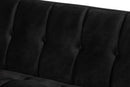Herald Black Velvet Upholstered and Button Tufted Sofa w/Gold-Tone Frame Baxton