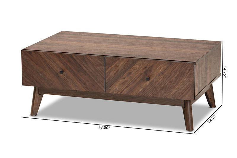 Leryn Walnut Brown Coffee Table Baxton