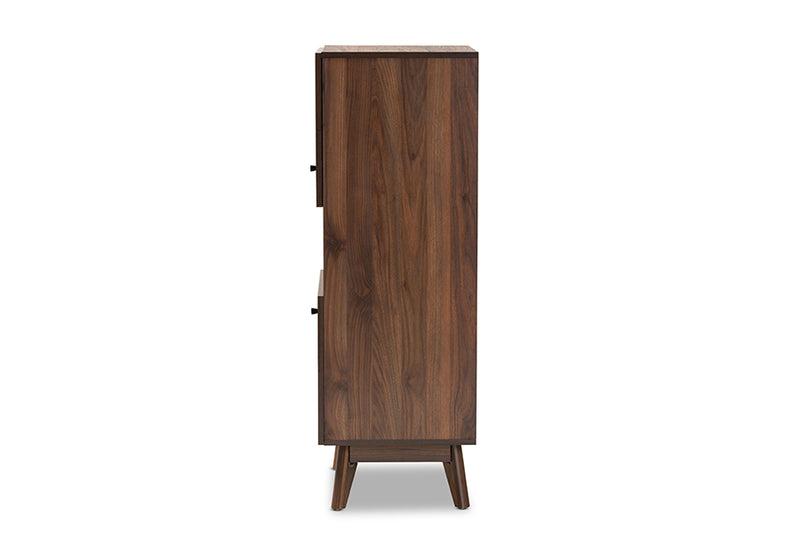 Leryn Mid-Century Modern Walnut Brown Finished Wood Storage Cabinet