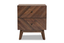 Leryn Walnut Brown 2-Drawer Nightstand Baxton