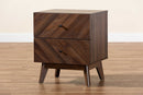 Leryn Walnut Brown 2-Drawer Nightstand Baxton
