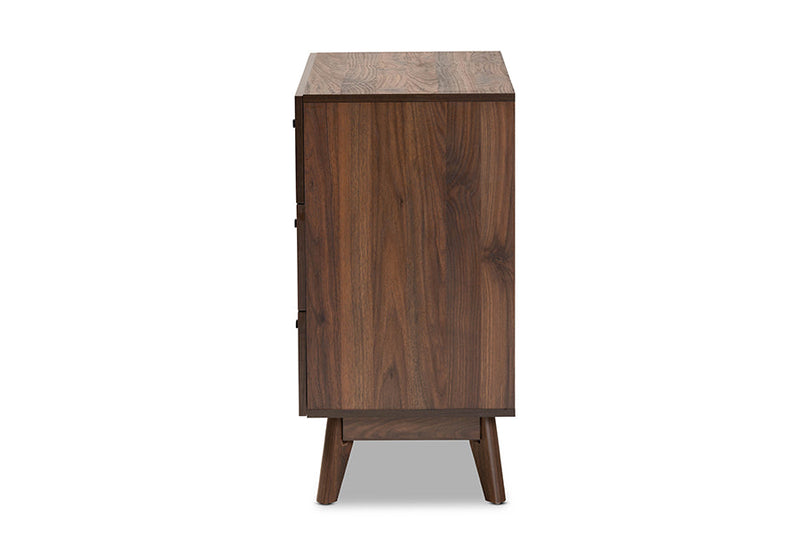 Leryn Walnut Brown 3-Drawer Storage Chest Baxton