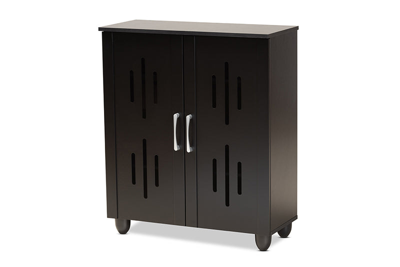 Talon Modern and Contemporary Black Finished Wood 2-Door Shoe Storage Cabinet