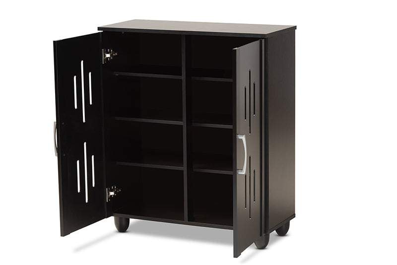 Talon Modern and Contemporary Black Finished Wood 2-Door Shoe Storage Cabinet