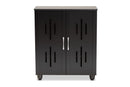 Talon Black 2-Door Shoe Storage Cabinet Baxton
