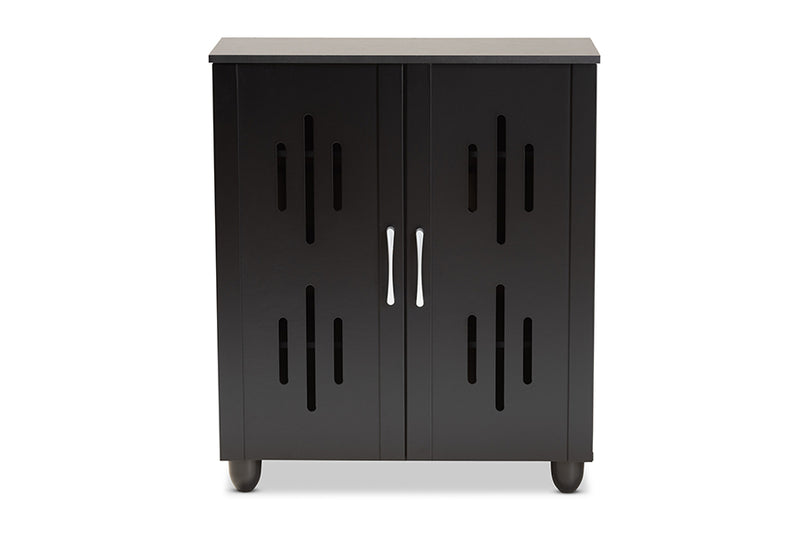 Talon Modern and Contemporary Black Finished Wood 2-Door Shoe Storage Cabinet