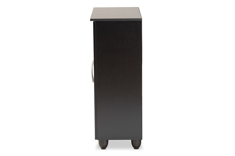 Talon Modern and Contemporary Black Finished Wood 2-Door Shoe Storage Cabinet