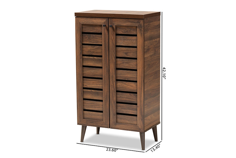 Naya Modern and Contemporary Walnut Brown Finished Wood 2-Door Shoe Storage Cabinet