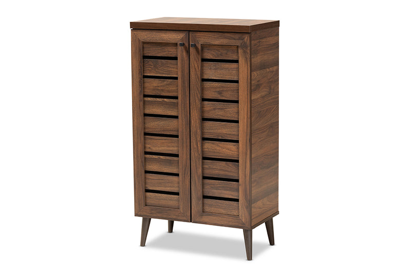 Naya Modern and Contemporary Walnut Brown Finished Wood 2-Door Shoe Storage Cabinet