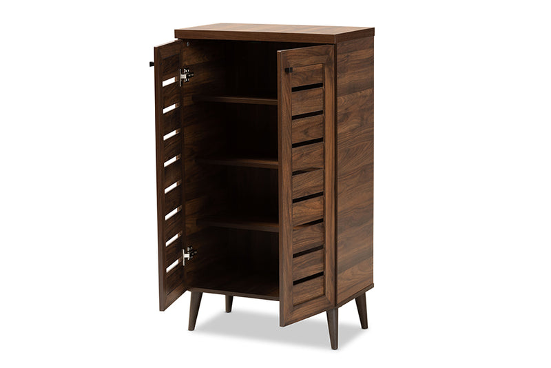 Naya Modern and Contemporary Walnut Brown Finished Wood 2-Door Shoe Storage Cabinet