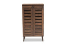Naya Walnut Brown 2-Door Shoe Storage Cabinet Baxton