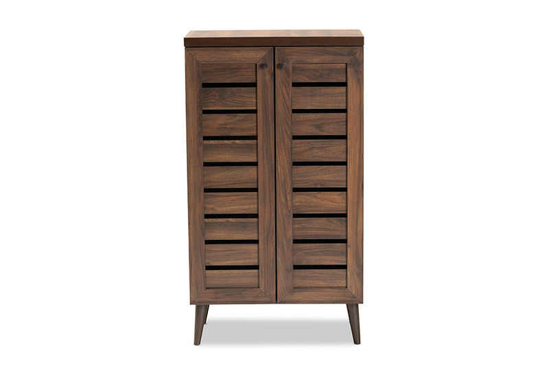 Naya Modern and Contemporary Walnut Brown Finished Wood 2-Door Shoe Storage Cabinet