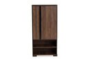 Macey Two-Tone Walnut Brown and Black 2-Door Shoe Storage Cabinet Baxton