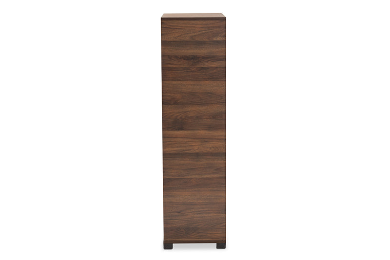 Macey Modern and Contemporary Two-Tone Walnut Brown and Black Finished Wood 2-Door Shoe Storage Cabinet