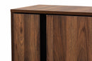 Macey Two-Tone Walnut Brown and Black 2-Door Shoe Storage Cabinet Baxton