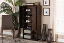 Macey Two-Tone Walnut Brown and Black 2-Door Shoe Storage Cabinet Baxton
