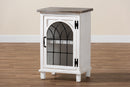 Adelaide Farmhouse Two-Tone Distressed White/Oak Brown 1-Door End Table Baxton