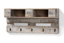 Mael Rustic Whitewashed Gray Oak Wall Mounted Coat Rack w/Shelves Baxton