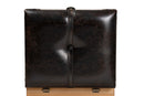 Ratu Rustic Dark Brown PU Leather Upholstered and Oak Small Storage Ottoman Baxton