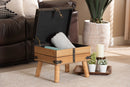Ratu Rustic Dark Brown PU Leather Upholstered and Oak Small Storage Ottoman Baxton
