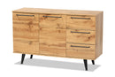 Aric Oak Brown 3-Drawer Sideboard Buffet Baxton