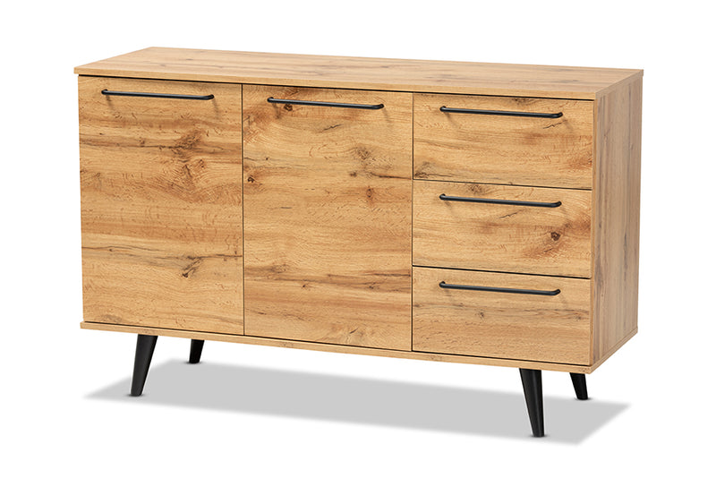 Aric Modern and Contemporary Oak Brown Finished Wood 3-Drawer Sideboard Buffet