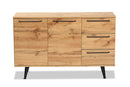 Aric Oak Brown 3-Drawer Sideboard Buffet Baxton