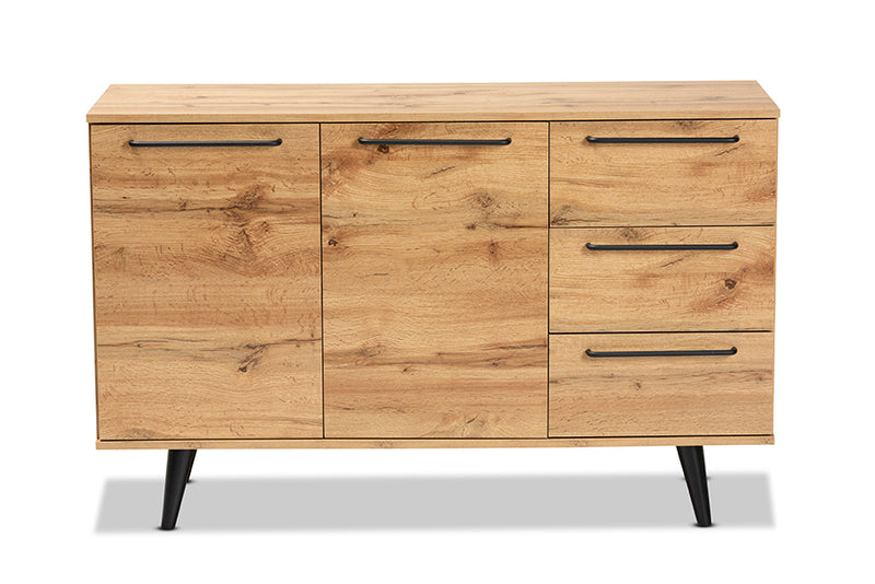 Aric Modern and Contemporary Oak Brown Finished Wood 3-Drawer Sideboard Buffet