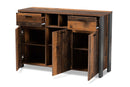 Berlin Rustic Brown and Gray Metal 2-Door Sideboard Buffet Baxton