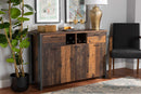 Berlin Rustic Brown and Gray Metal 2-Door Sideboard Buffet Baxton