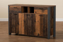 Berlin Rustic Brown and Gray Metal 2-Door Sideboard Buffet Baxton