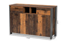 Berlin Rustic Brown and Gray Metal 2-Door Sideboard Buffet Baxton