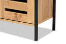 Noela Oak Brown and Black Finished Metal 1-Door Shoe Storage Cabinet Baxton