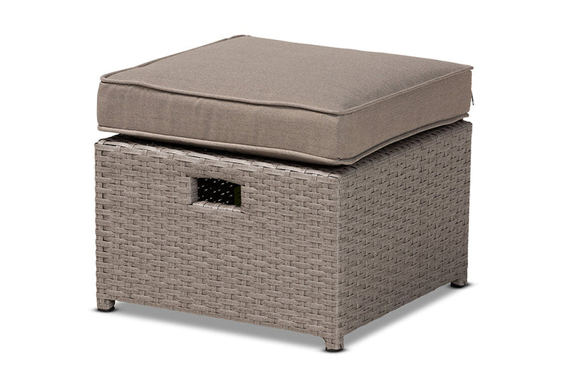 Ambre Gray Fabric Gray Finished Synthetic Rattan 6-Piece Patio Set Baxton
