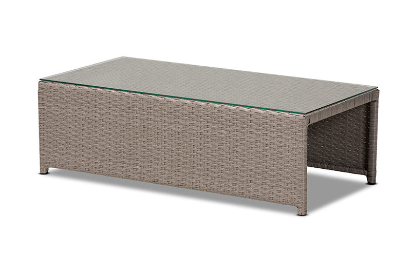 Ambre Gray Fabric Gray Finished Synthetic Rattan 6-Piece Patio Set Baxton