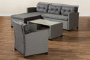 Adara Gray Fabric Upholstered and Gray Synthetic Rattan 4Pc Patio Set Baxton