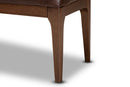 Gemini Dark Brown Leather-Effect Polyester Walnut Brown Wood Dining Bench Baxton