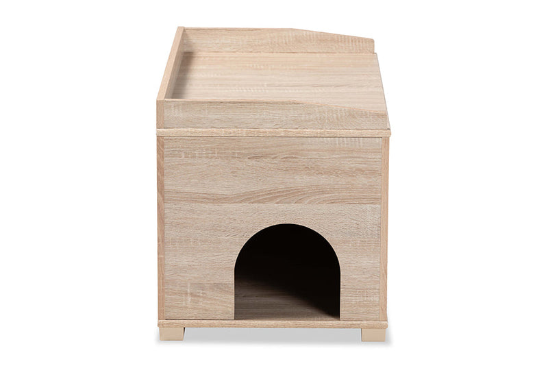 Faulkner Oak Cat Litter Box Cover House Baxton