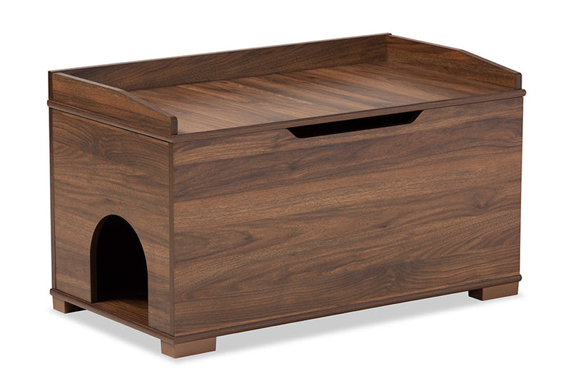 Faulkner Walnut Brown Cat Litter Box Cover House Baxton