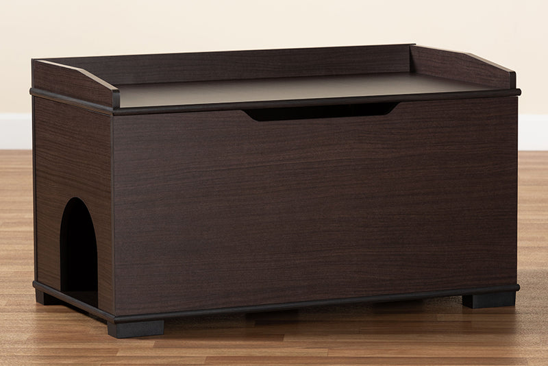 Faulkner Modern and Contemporary Dark Brown Finished Wood Cat Litter Box Cover House