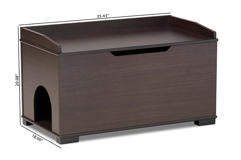 Faulkner Modern and Contemporary Dark Brown Finished Wood Cat Litter Box Cover House