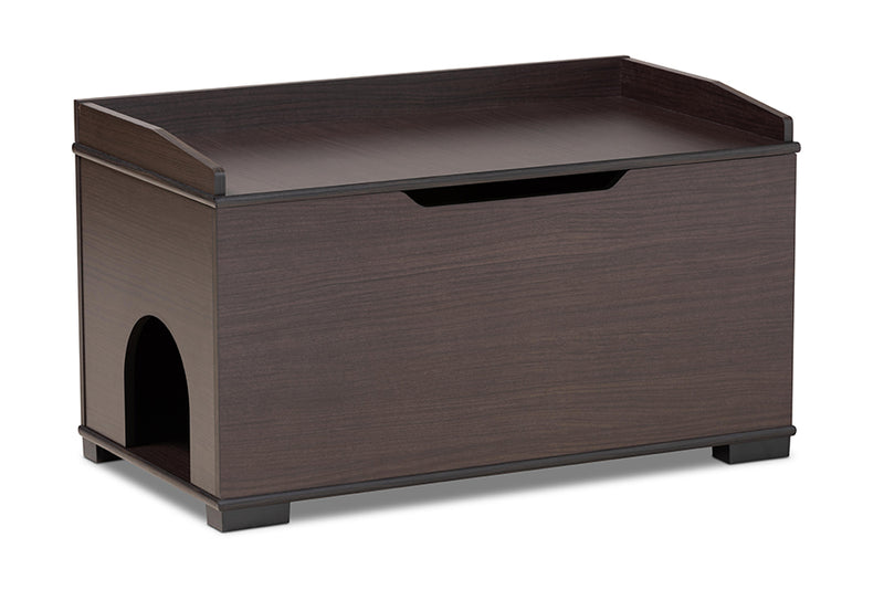 Faulkner Modern and Contemporary Dark Brown Finished Wood Cat Litter Box Cover House